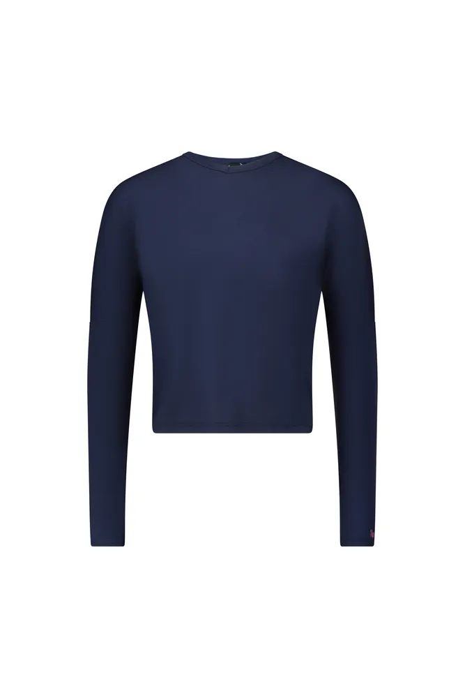 טישרט קימונו צווארון וי בצבע כחול/שחור