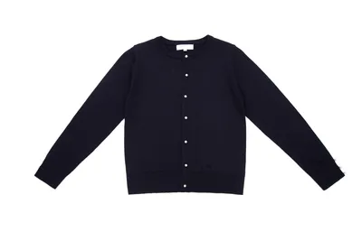 סריג כחול עם כפתורי פנינה