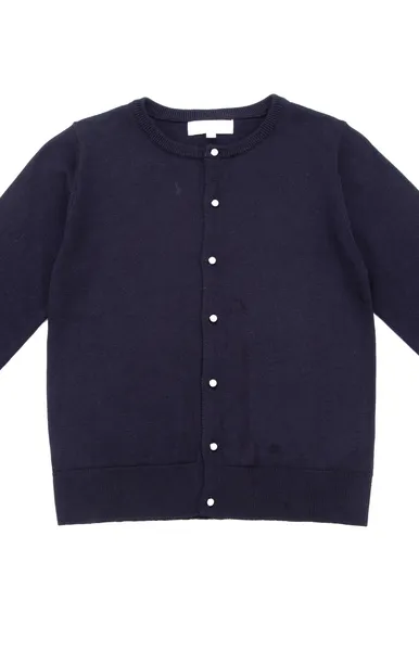 סריג כחול עם כפתורי פנינה